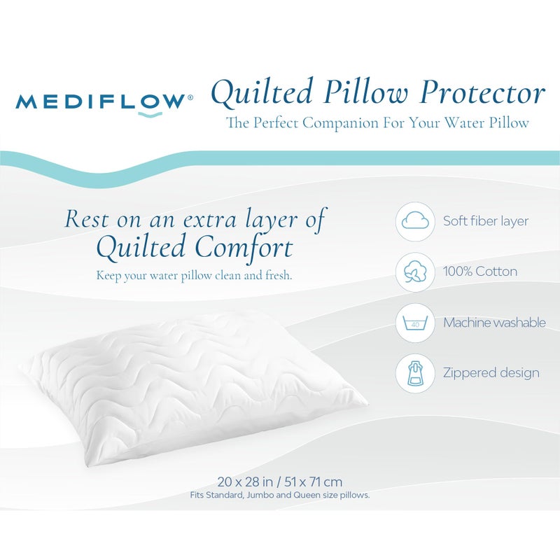 Mediflow Quilted Pillow Protector: Zippered Protection from Dust and Allergens  Adds a Layer of Luxury and Comfort - Image 5